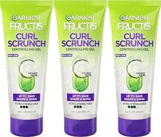 Garnier Fructis Curl Scrunch Controlling Gel: Define Curly Hair, Fight Frizz & Lock Shine, 6.8oz 3-Pack