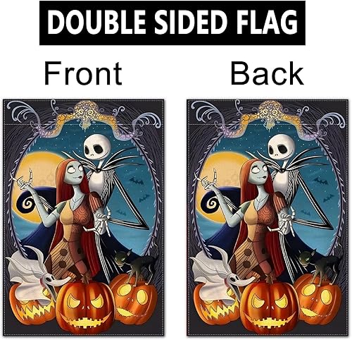 Miniatura 4 de Vohado Bandera de jardín de Halloween, decoración de fiesta temática de cumpleaños, calabaza de doble tamaño, letrero para patio, decoración al aire
