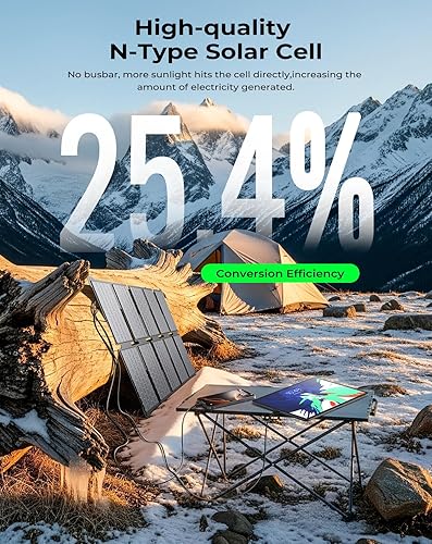 Miniatura 6 de BigBlue Cargador de panel solar portátil de 35 W con carga rápida USB-A y PD 25 W USB-C para acampar mochileros, 1.54 libras, IP68 impermeable,