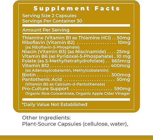 Miniatura 6 de Premier Research Labs Complete B - Suplemento complejo de vitamina B para una salud óptima | Suplemento de vitamina B con biotina | 9 vitaminas B