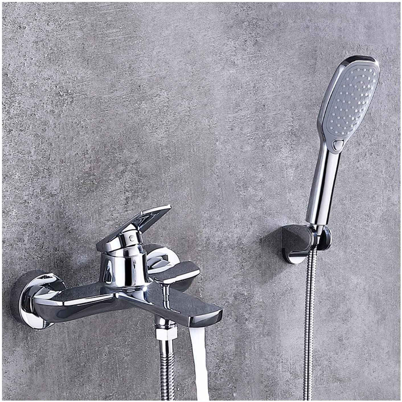 Mitigeur de baignoire moderne à poignée unique avec douchette double fonction jet ajustable