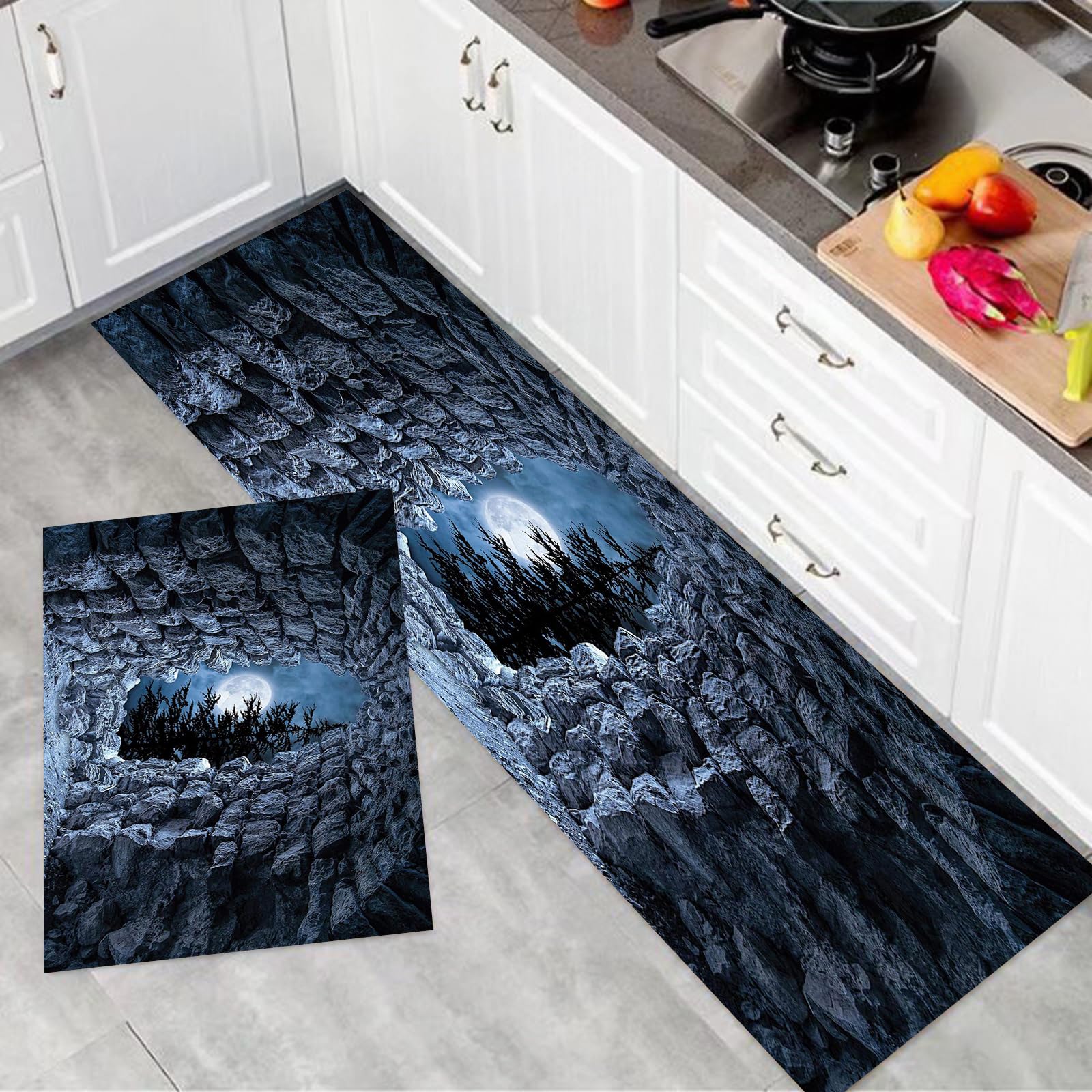Trahefa Tappeto Cucina Halloween Con Teschio | 45x150 Cm, Lavabile, Assorbente, Antiscivolo | Stile Gotico Per Cucina, Bagno, Lavanderia