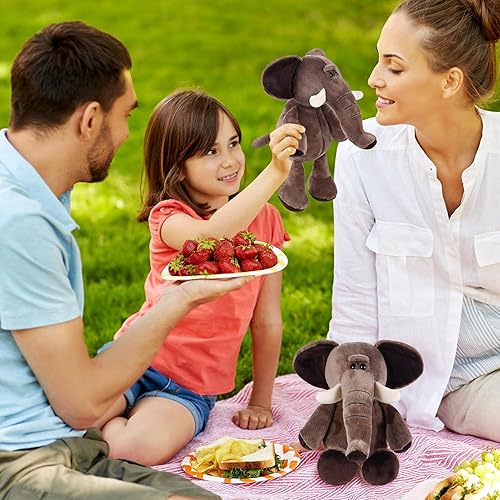 Miniatura 7 de 6 piezas de animales de peluche de safari a granel león, elefante, mono, tigre, animales del zoológico, junble para regalo de niños y niñas, fiestas