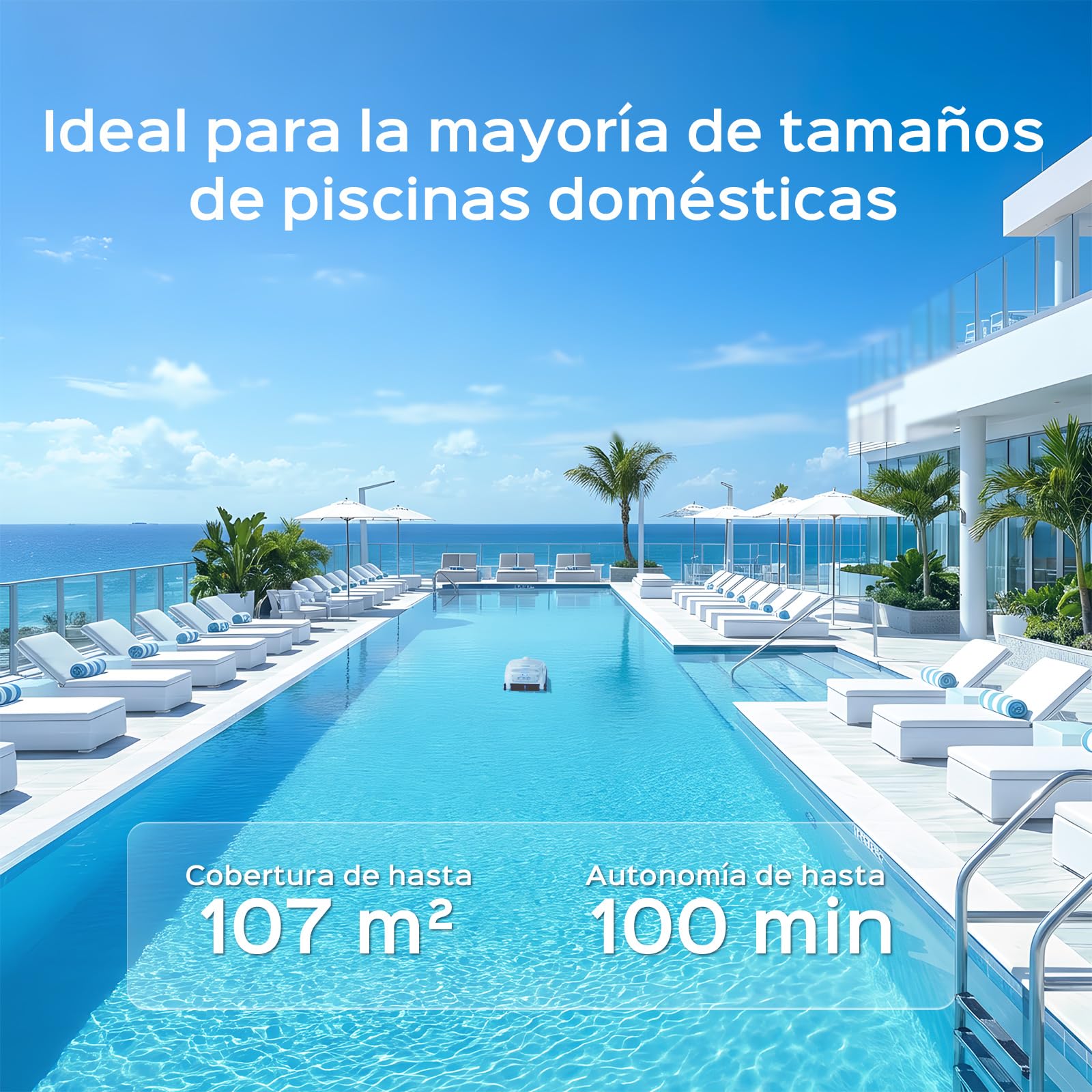 WYBOT B1 Robot de Piscina inalámbrico para Piscinas pequeñas, Robot de Limpieza Inteligente Ligero con Control de aplicación, Cubierta de Pared y Suelo, Dos cepillos Laterales, hasta 100 Minutos de — view 8