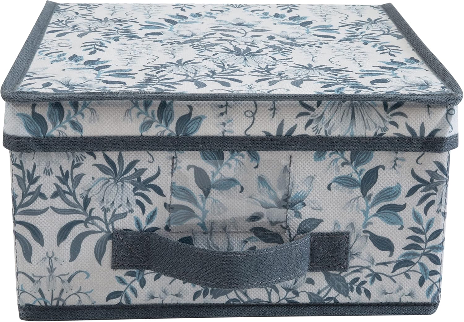 Laura Ashley Medium Foldable Storage Box 11x12x6 - Closet Organizer with Label Window, Handles & Stackable Design, Parterre