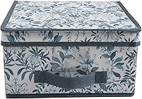 Laura Ashley Medium Foldable Storage Box 11x12x6 - Closet Organizer with Label Window, Handles & Stackable Design, Parterre