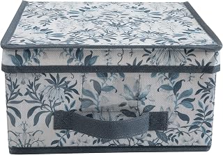 Laura Ashley Medium Foldable Storage Box 11x12x6 - Closet Organizer with Label Window, Handles & Stackable Design, Parterre