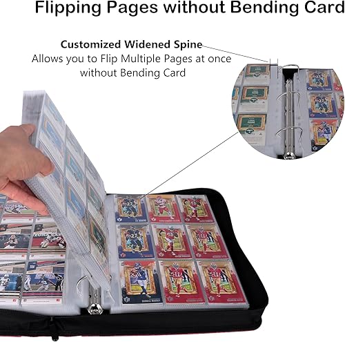 Miniatura 5 de Rayvol Carpeta de tarjetas de fútbol, 9 bolsillos 1008 carpeta de tarjetas deportivas con 112 páginas transparentes de doble cara y anillos en D de