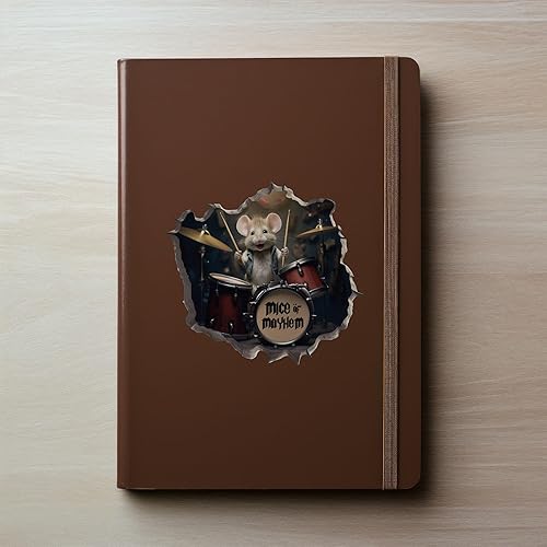 Miniatura 3 de Adhesivo de pared 3D con agujero de ratón de baterista con agujero de ratón