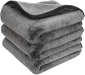 Auto Hub Heavy Microfiber Cloth for Car Cleaning and Detailing, Double Sided, Extra Thick Plush Microfiber Towel Lint-Free, 800 GSM (Size 40cm x 40cm)/Pack of 3, Color:- Grey