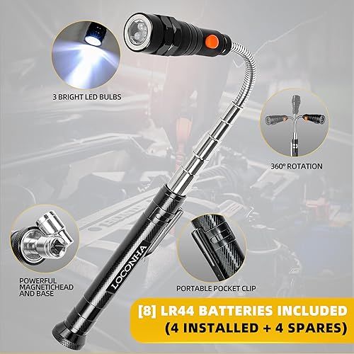 Vista 10 de Herramienta de recogida magnética con luces LED, linterna magnética telescópica, genial artilugio, regalo de cumpleaños, regalos de Navidad