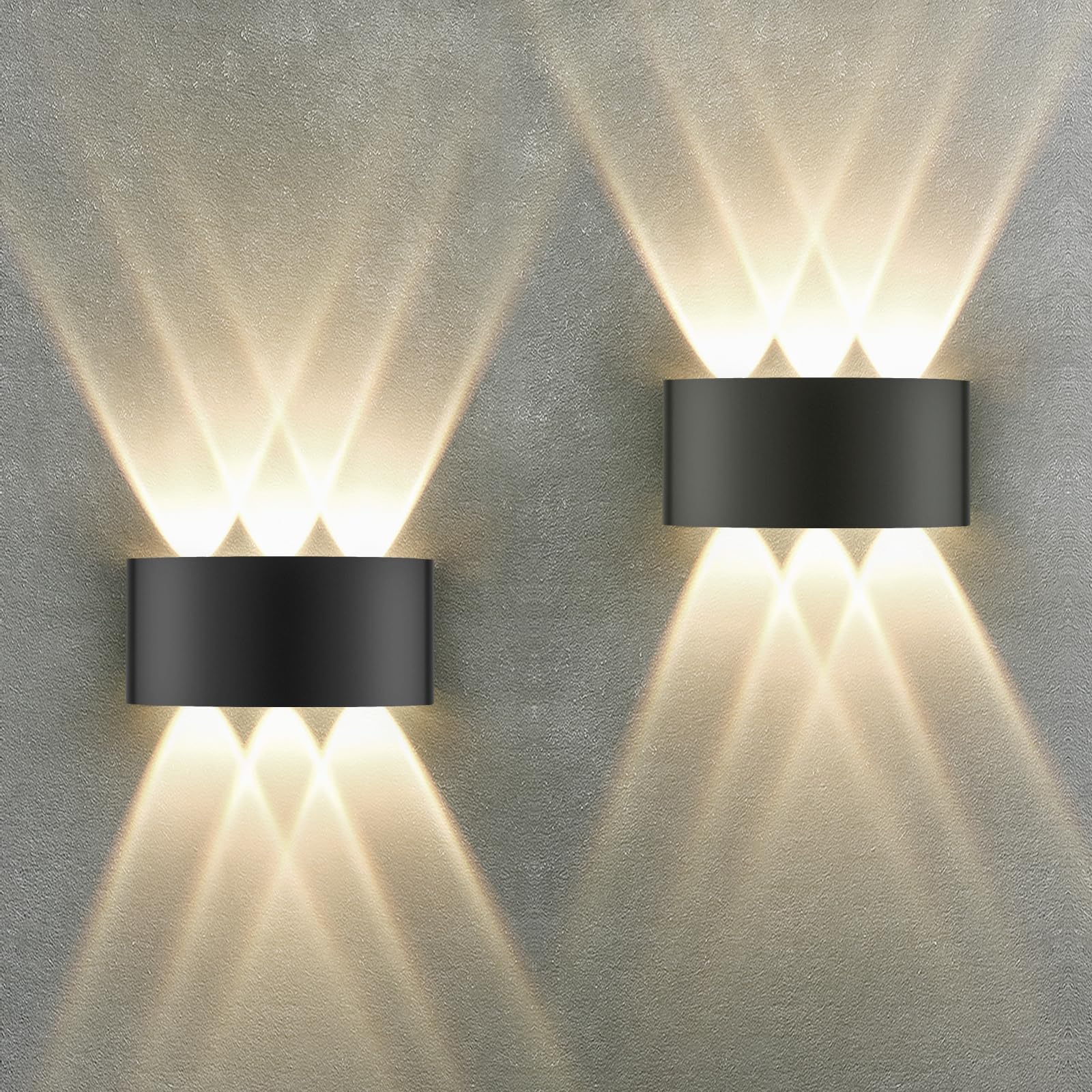 Oraymin 2 PCS Applique Murale Interieur IP65, 3000k Lampe Murale LED, Moderne Lampe Murale pour Chambre, Salon, Hôtel, Escalier, Allée