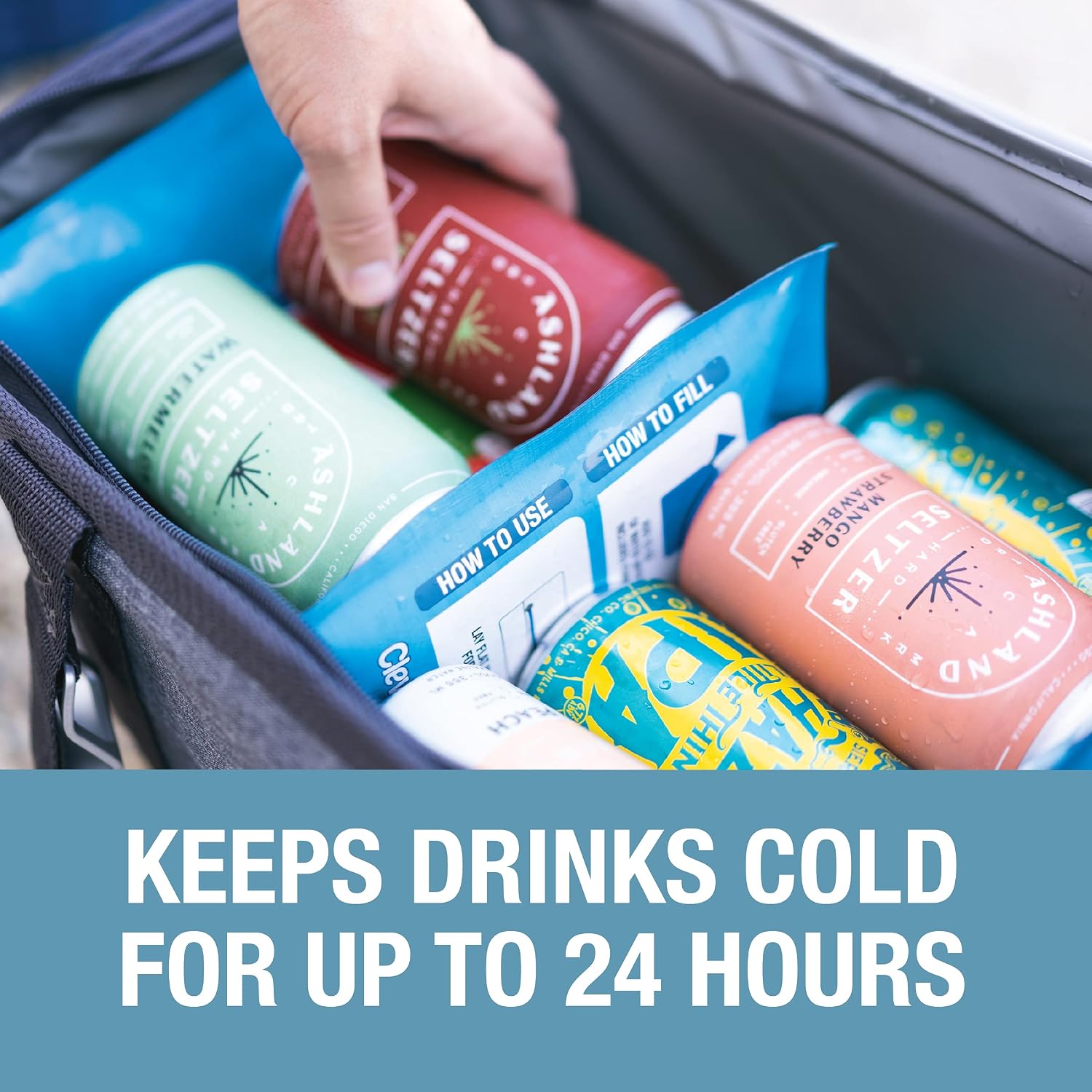 CleverMade Reusable Ice Pack - Long Lasting Cold Freezer Packs for Insulated Coolers & Lunch Bags - Add Water & Freeze - Clever Ice - No Ice Needed - Size Medium - Set of 4