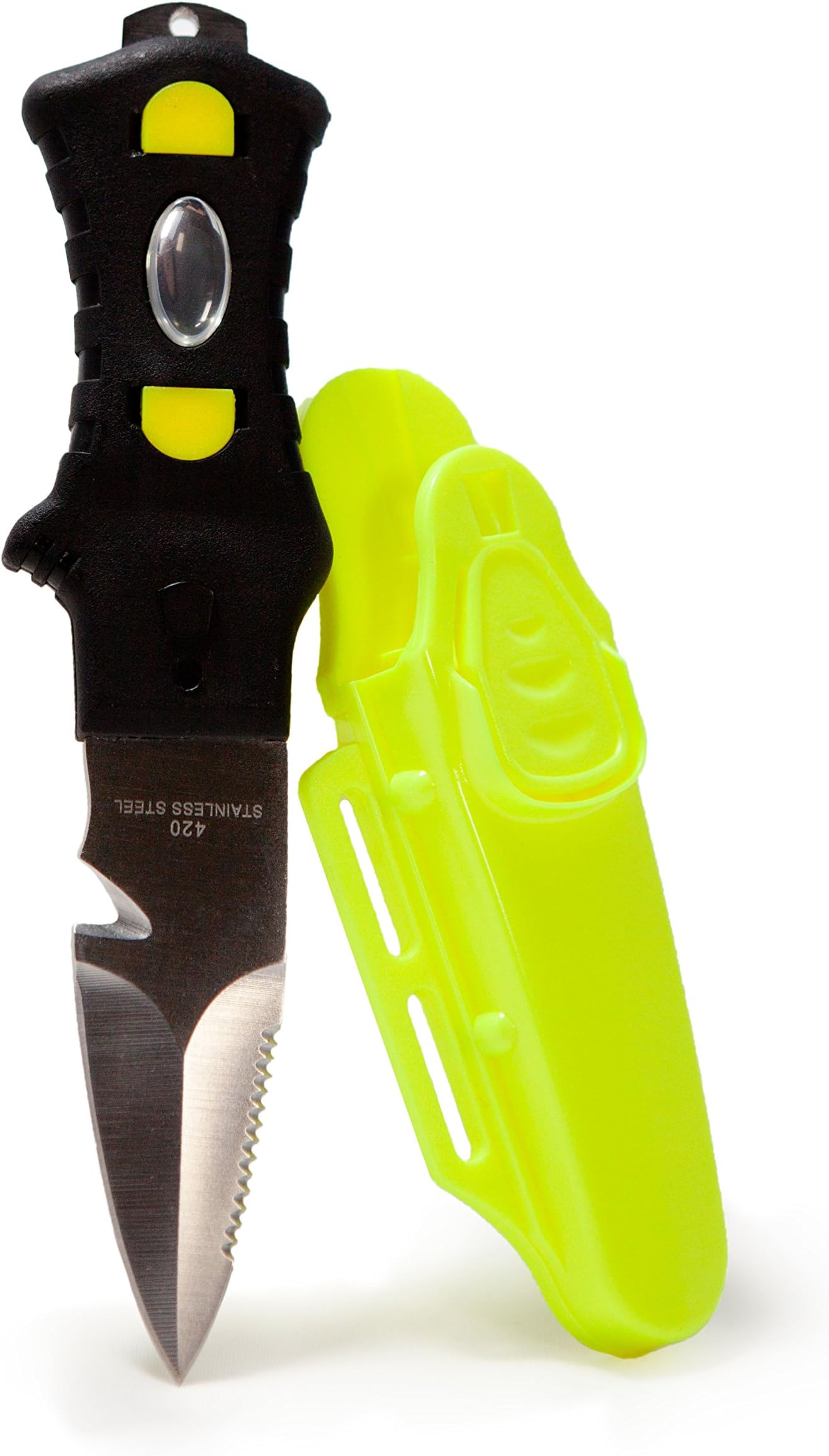 WetSports Dive Knife for Scuba Diving, Snorkeling and Water Sports with 3" Blade, BCD Mount and Sheath