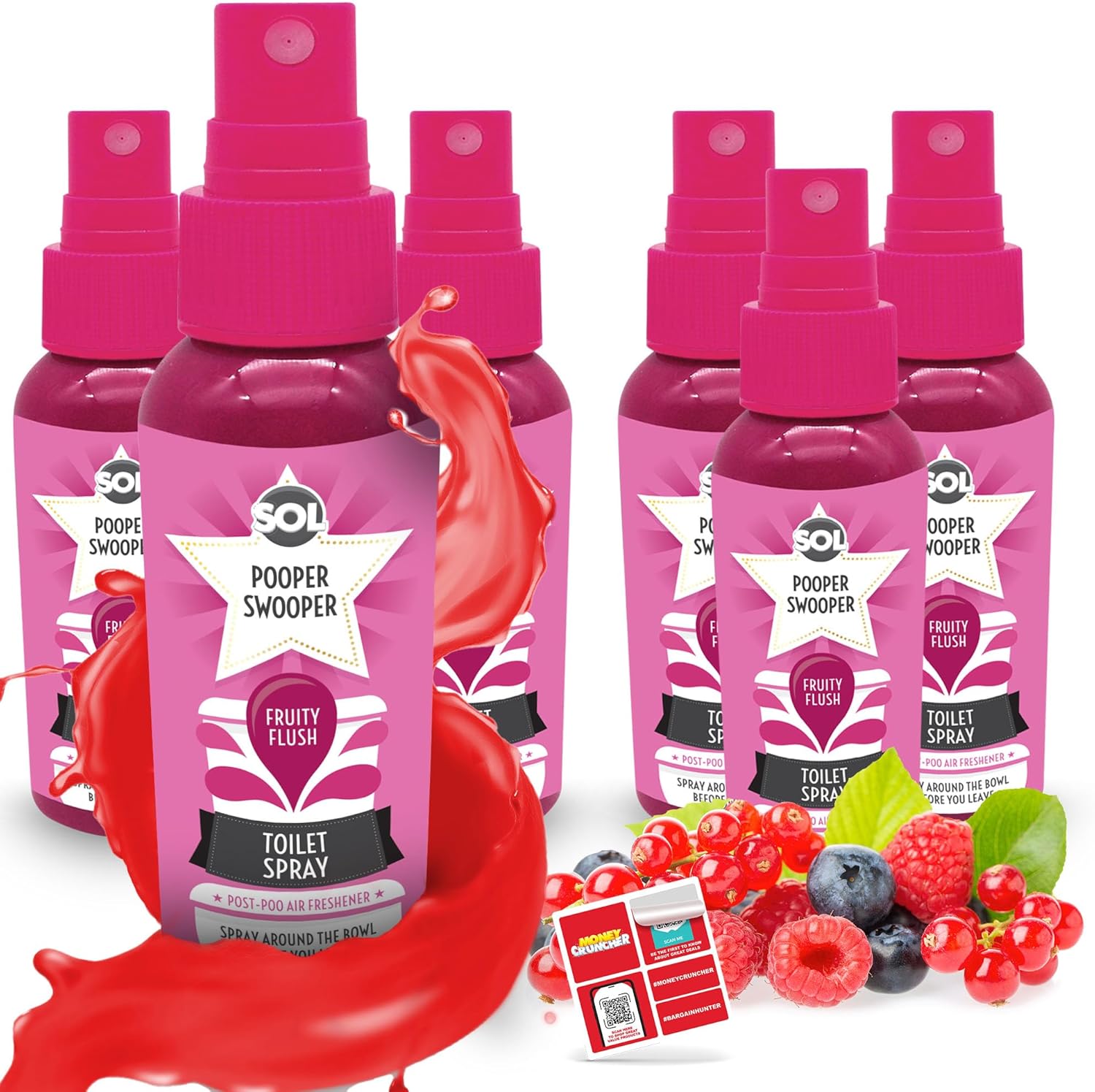 6pk SOL Pooper Swooper Toilet Spray 60ml Fruity Flush Fragrance Odour