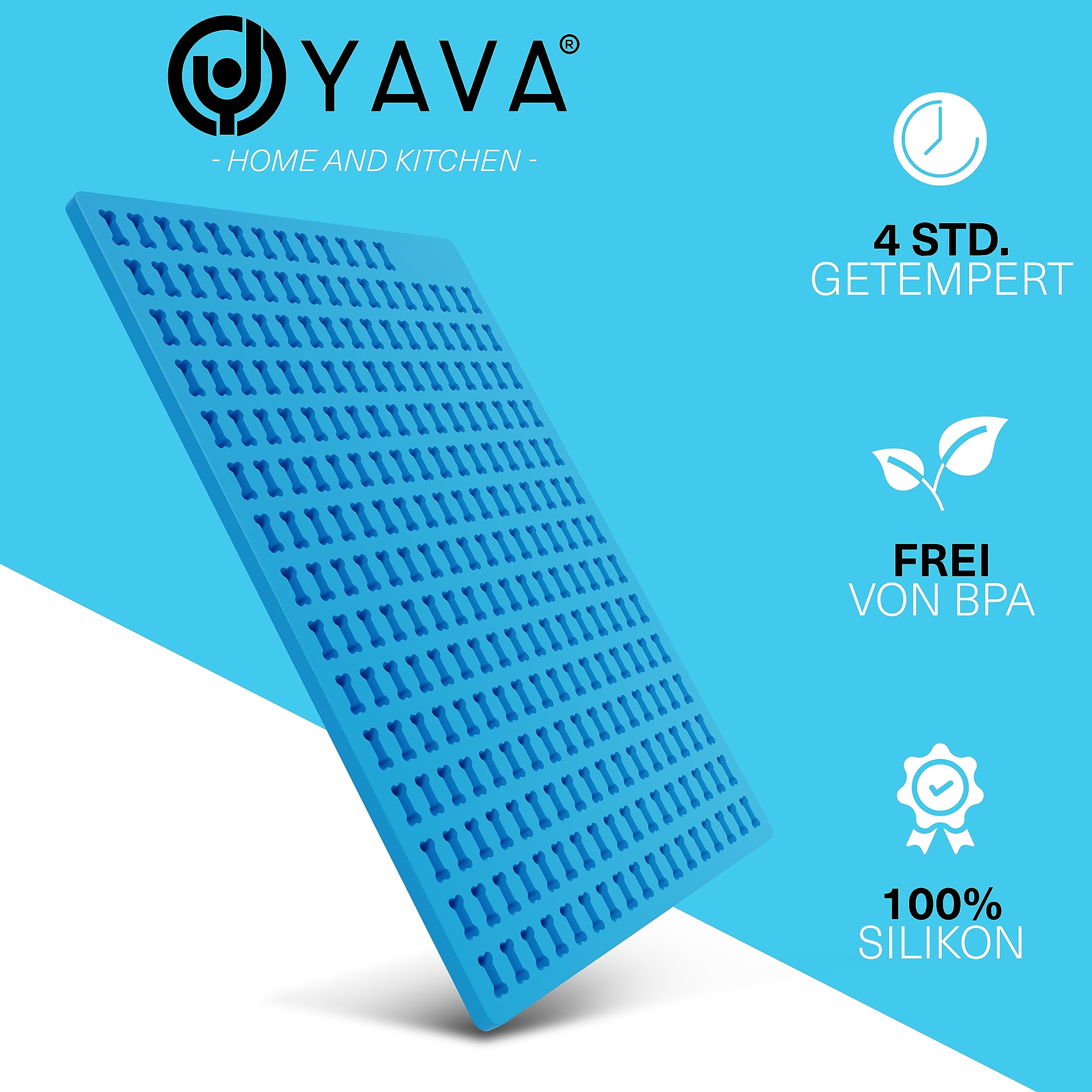 YAVA Tappetino Da Forno In Silicone Per Biscotti Per Cani, 251 Formine A Osso (2 Cm), 40x28 Cm, Antiaderente, Senza BPA - 5