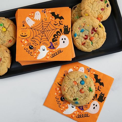 Miniatura 4 de Juego de 80 platos y servilletas de Halloween, suministros desechables para fiestas de papel para 16 invitados, vajilla premium, decoraciones de