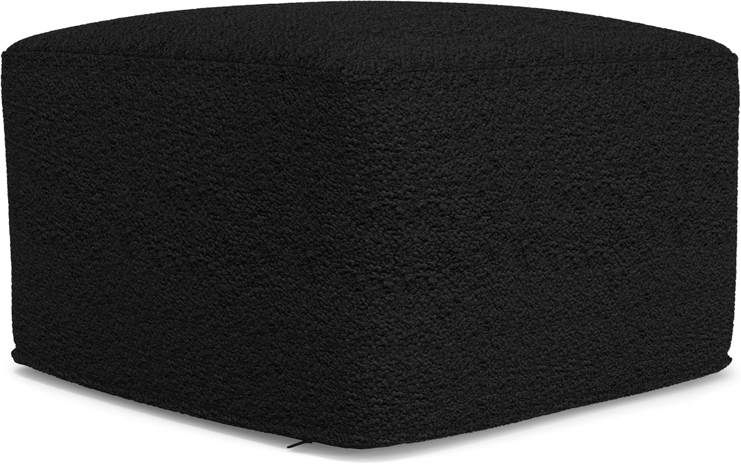 SIMPLIHOME Chantal Square Pouf - 18 inch Wide Upholstered Boucle Fabric Ottoman in Black, Contemporary Footstool, Coffee Table or Extra Seating for Living Room or Bedroom, Assembled