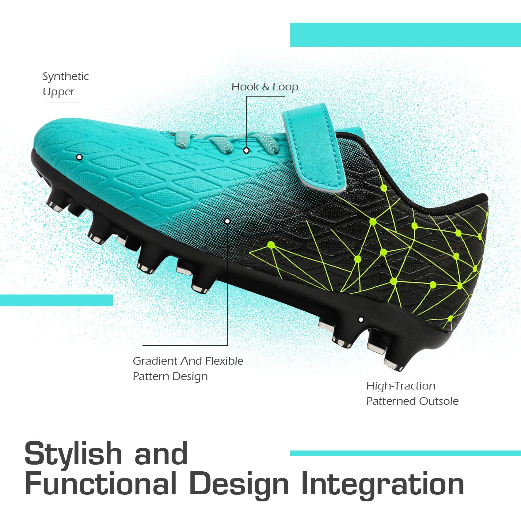 DimaiGlobal Scarpe da Calcio Bambini Ragazzi con Tacchetti Bassi Professionali Scarpe da Calcetto Futsal e Allenamento per Interno/Esterno - Antiscivolo Junior