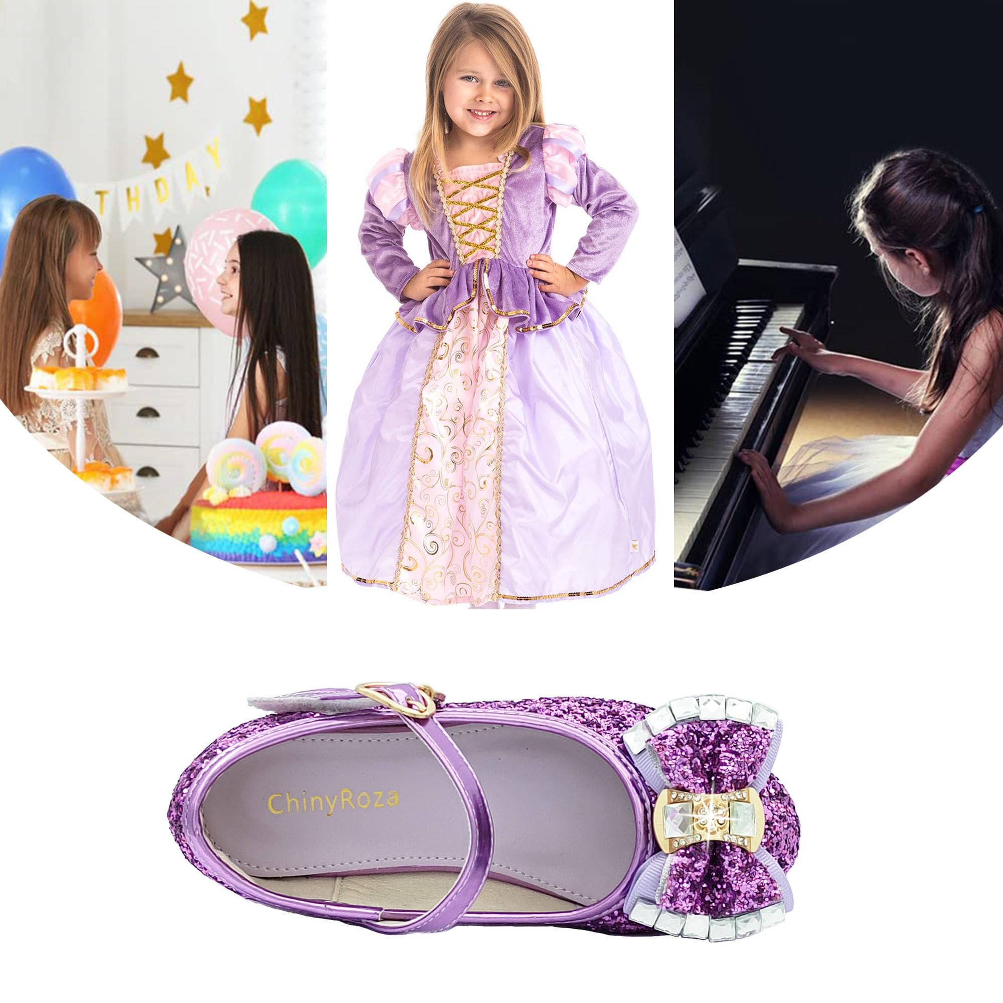 Scarpe Principessa Bambina Scarpe Tacco Bambina Glitterate Scarpe Ballerine Bambina Scarpe Brillantini Bimba Scarpe Glitter Tacchi Bimba Eleganti Cerimonia Principessa Regalo Bambina EU26-36