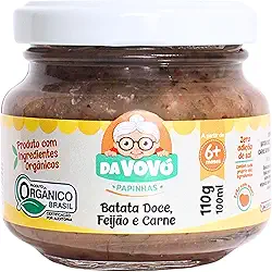 Da Vovó, Papinha Infantil, Linha +6, Orgânica, Sabor, Batata doce, Feijão e Carne, 100ml