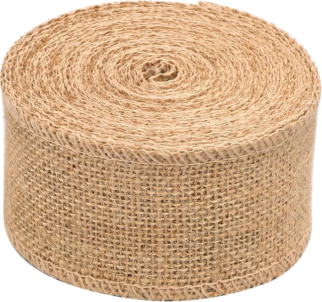 6cmx10m Burlap Ribbons Jute Craft Ribbon Natural Hessian Ribbon Band Brown Rustic Jute Linen Ribbon Roll with Wire Edged for Crafting DIY Gift Wrapping Trimming Wedding Christmas Party Decoration Art