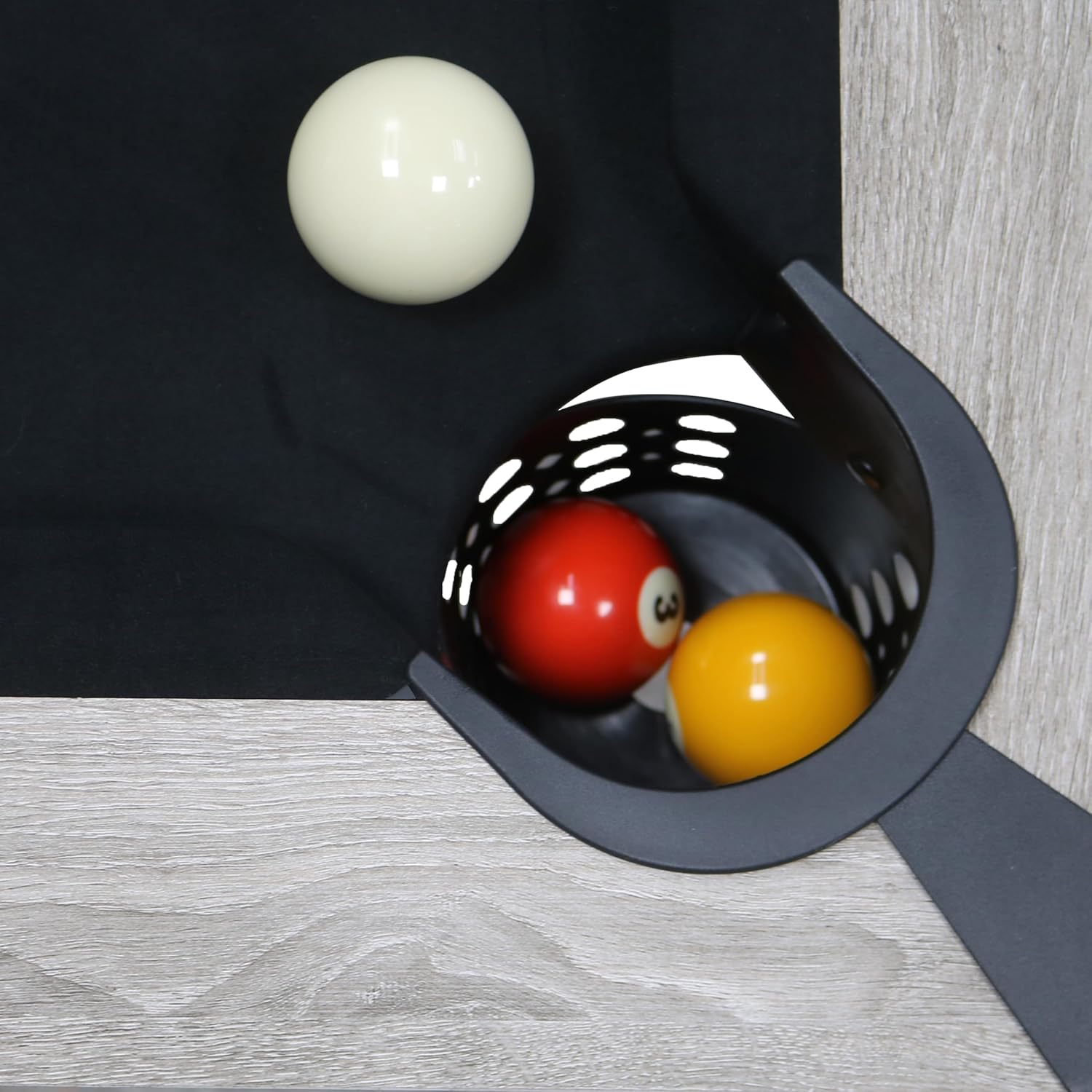 KEIKI 7FT Pool Table with Billiard Balls, Cues, Pool Cue Chalk, Cleaning Brush, X-Legs, Black Cloth, Rustic Grey
