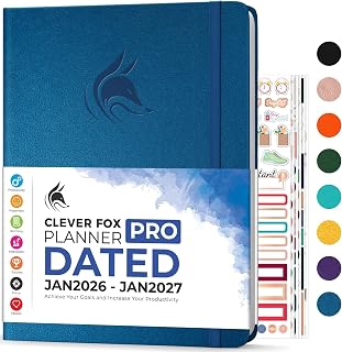 Clever Fox Planner PRO Dated (Jan 2026–Jan 2027) Weekly & Monthly Life Planner to Increase Productivity, Time Management and Hit Your Goals – Organizer, Gratitude Journal – A4 Size (Mystic Blue)