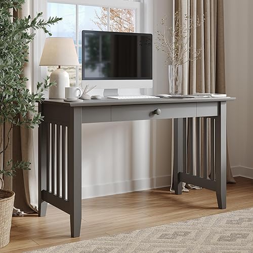 AFI, Mission - Escritorio de madera maciza con cajón, color gris