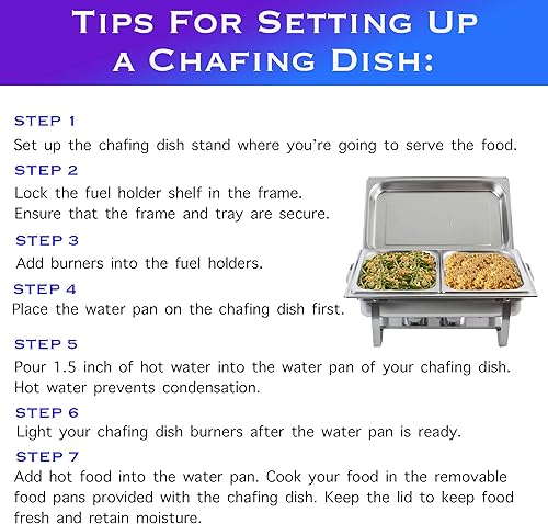 Miniatura 7 de EHOMEA2Z Juego de bufé de platos de roce (paquete de 4) Chafers 8QT buffet servidores y calentadores, servidores de roces con cubiertas, catering,