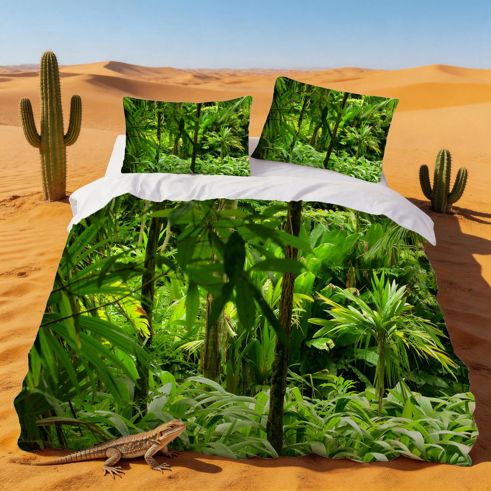 Parure de lit 240x260 adulte jungle pour une ambiance de chambre tropicale