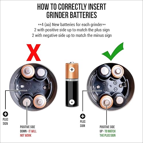 Miniatura 6 de Juego de molinillo eléctrico de sal y pimienta - Acero inoxidable a pilas con molinos de contenedores ligeros y transparentes (2) - Grueso de