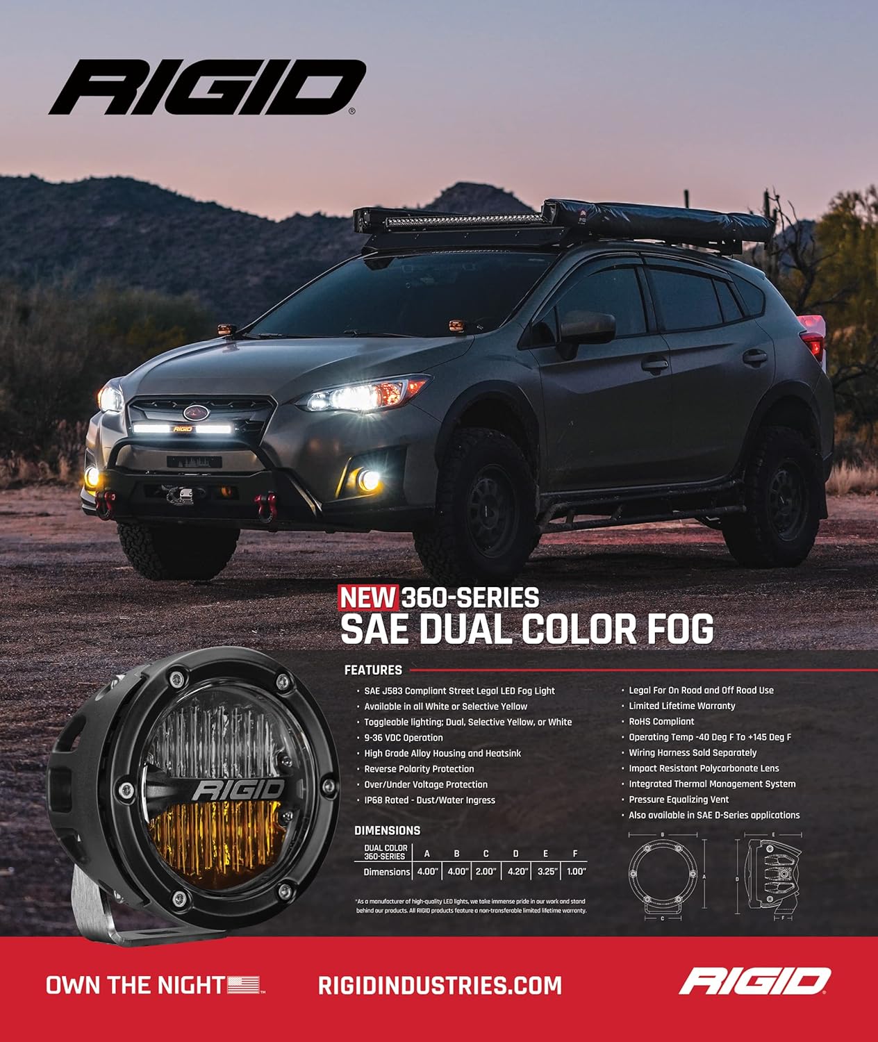 RIGID 360-Series Fog Lights on a vehicle