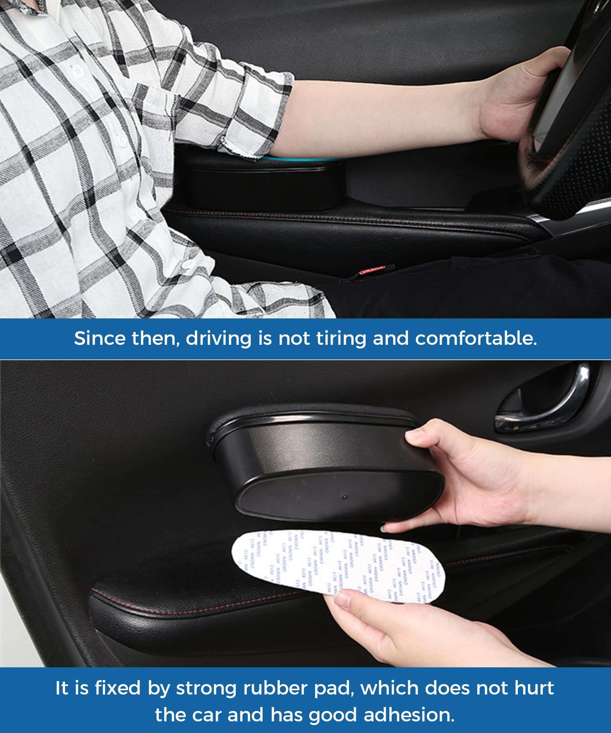 Adunsiaoto Coussin D'accoudoir Voiture En Mousse à Mémoire De Forme, Couverture Console Centrale Voiture Accessoires Automobiles, Boîte Cuir Accoudoir Accessoires Pour Les Véhicules(Noir