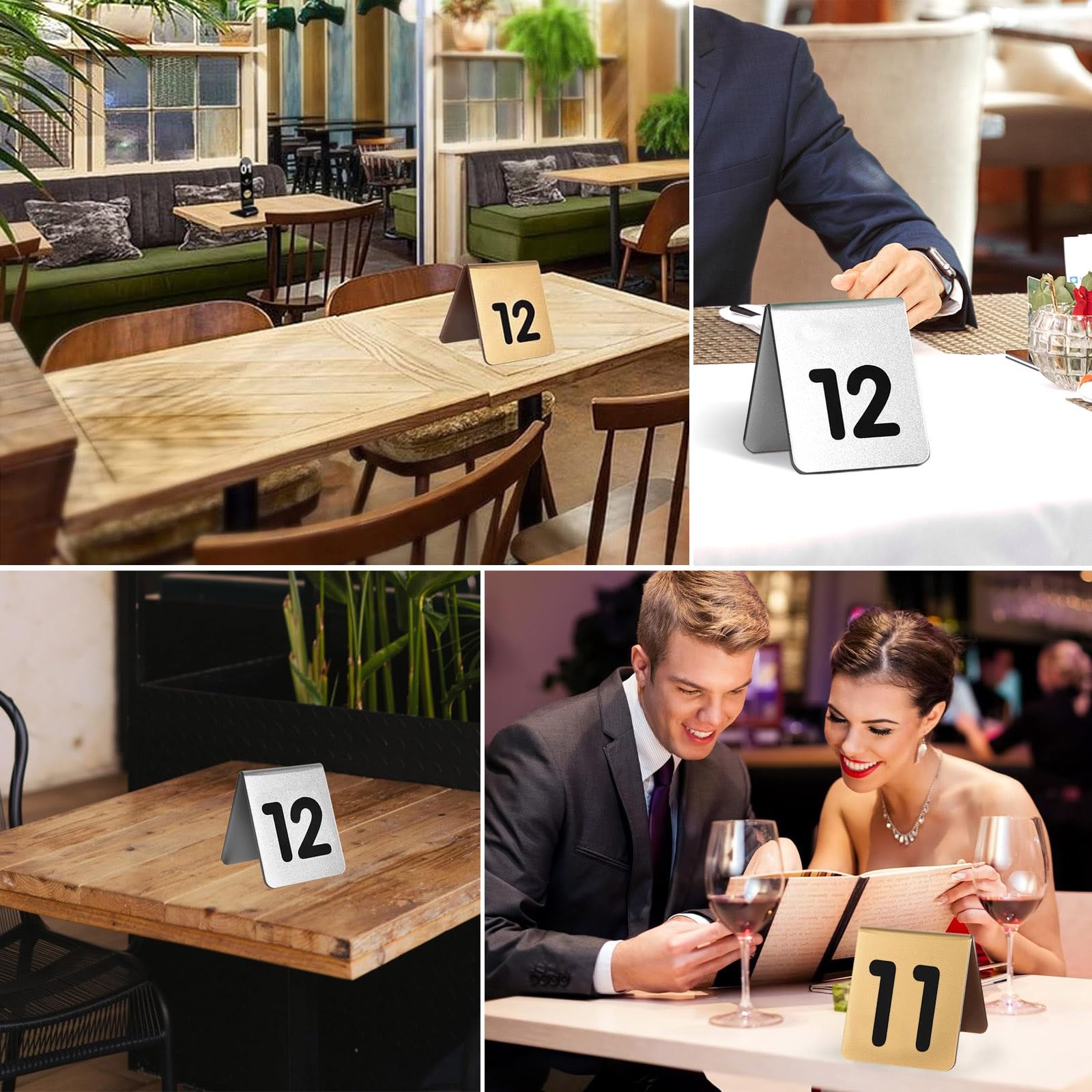 Restaurante De Hotel Tablero De Señalización De Reserva Num 1-10 1-20, Números De Mesa Triangulares 7x8cm Colocación Estable, Cartel De Mesa De Acrílico Fácil De Limpiar(Silver,1-20)