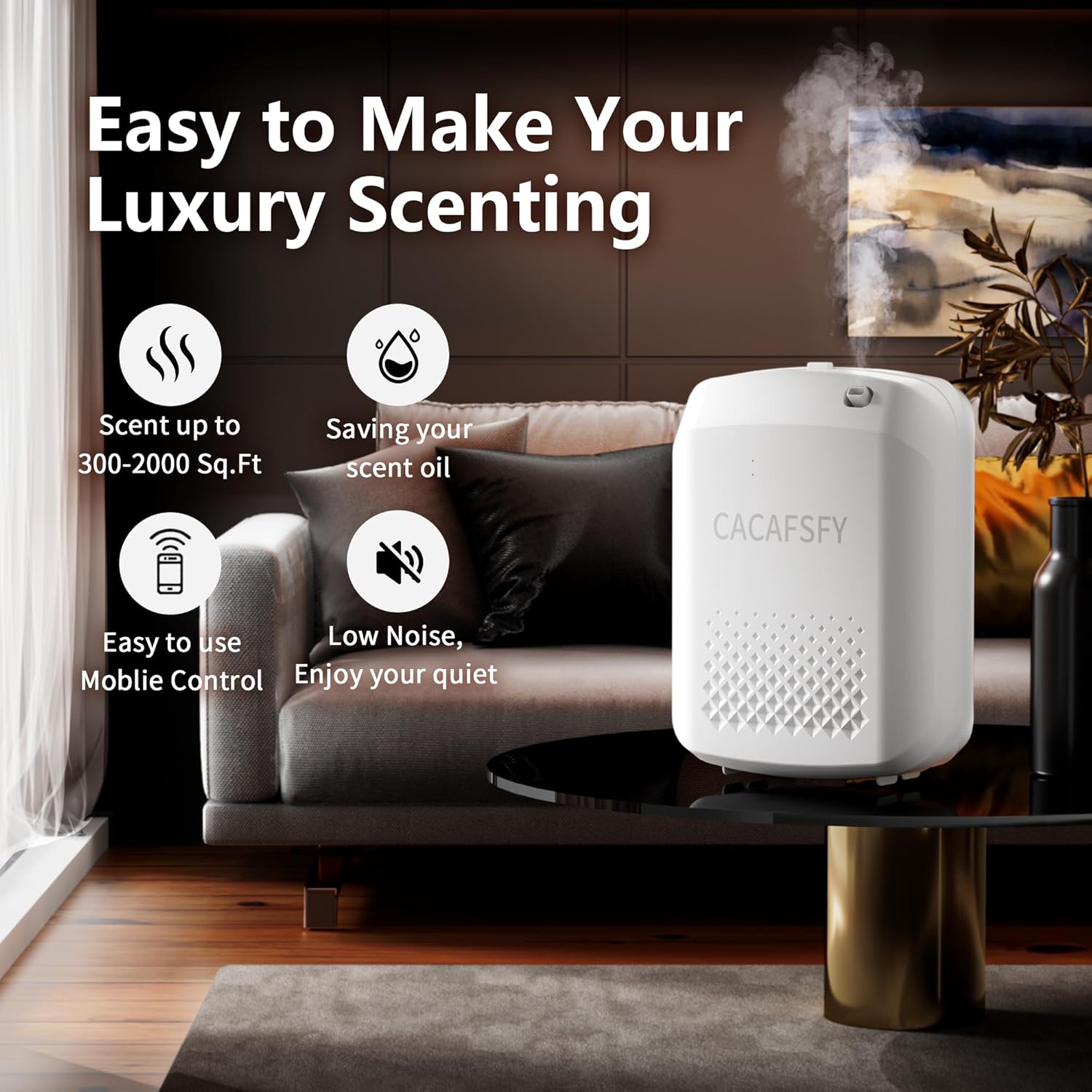 2025 Upgraded Bluetooth Smart Scent Diffuser-400ML Capacity&2000 Sq Ft Coverage-HVAC Waterless Essential Oil Diffusers for Home,Aromatherapy,Large Room,Hotel,Spa,Office (Elegant White)