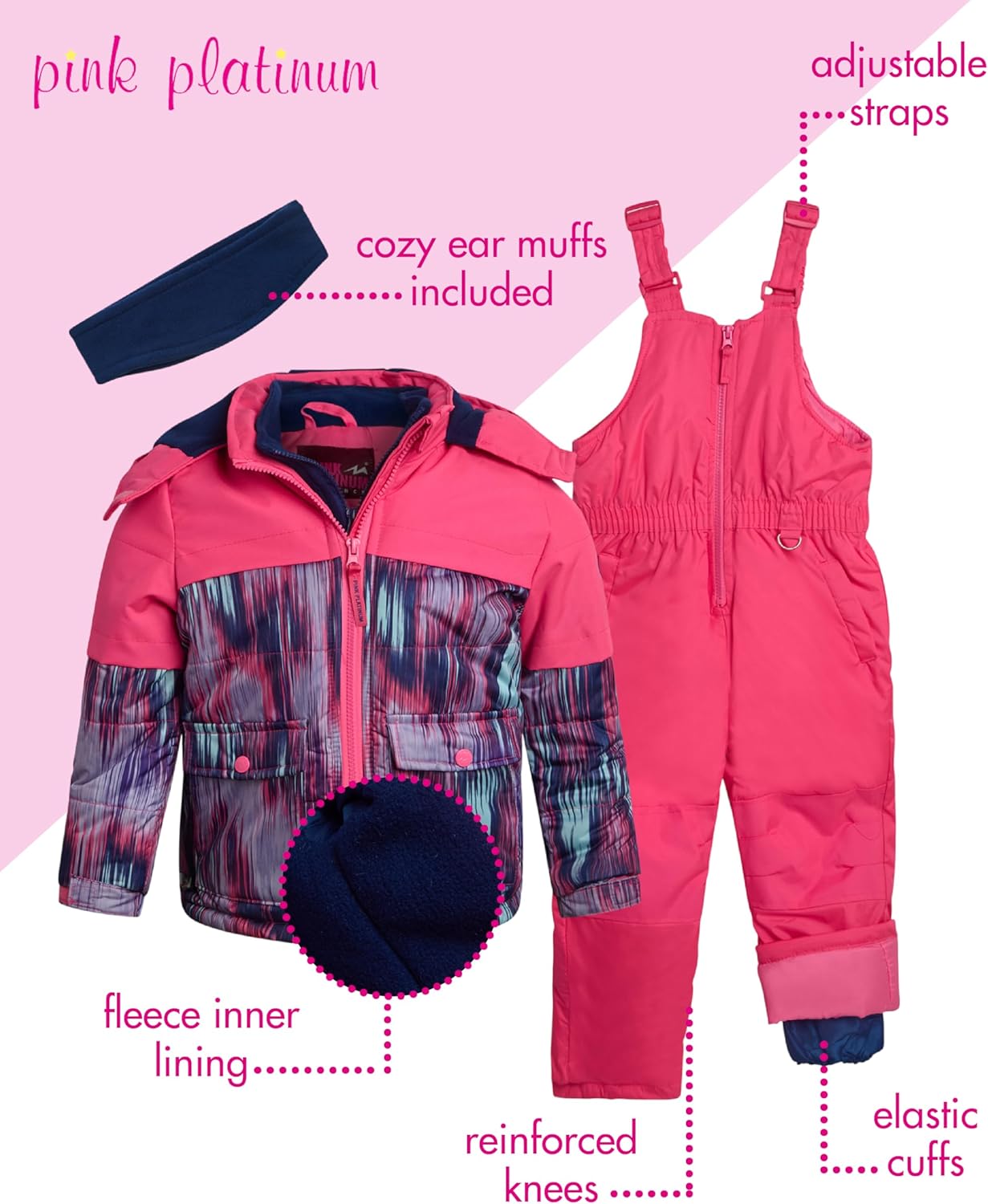 Pink Platinum Girls Snowsuits - 2 Piece Waterproof Toddler Winter Jacket and Ski Pants - Winter Clothes for Girls (2T-16)