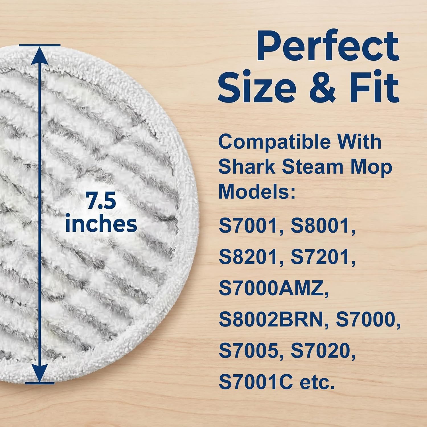 Replacement Steam Mop Pads for Shark S7001 S8001 S8201 S7201 S7000AMZ S7000 S7005 S7020 S7001C Steam Mop, Washable Microfiber Pads Refills for Shark Steam & Scrub All-in-One Mop (6 Pack)