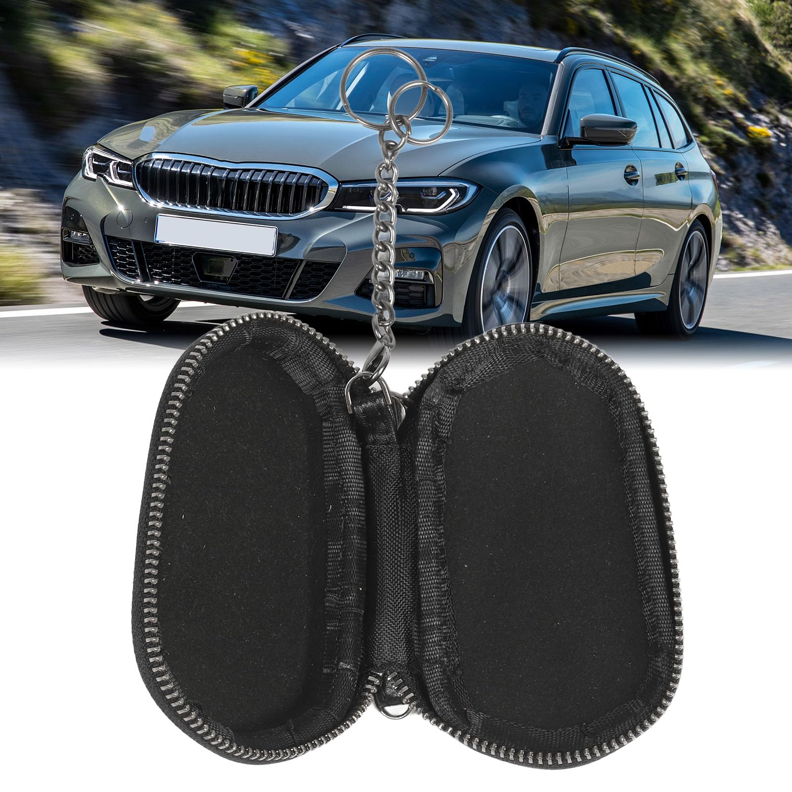 Schlüsselanhänger-Schutzbox, Stilvolles, Elegantes Design, Sichere Aufbewahrung für Luxusautos, Kohlefaser-Leder, Kompakte Größe