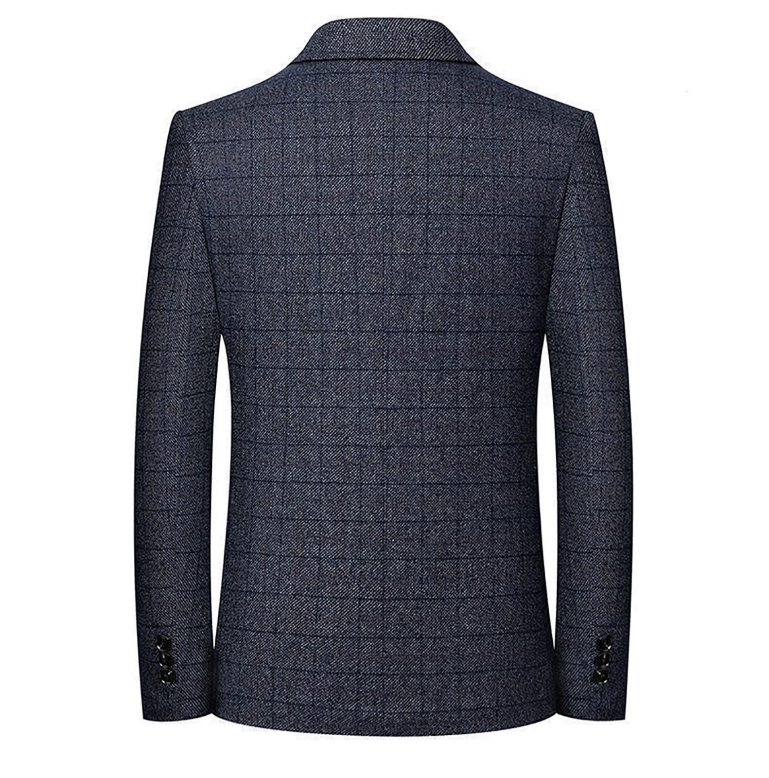 Generisch Marynarka męska w kratkę, slim fit, nowoczesna marynarka letnia, lekka marynarka, męska regularny krój, męska kurtka dresowa, na wesele, imprezę, zakończenie szkoły, biznes