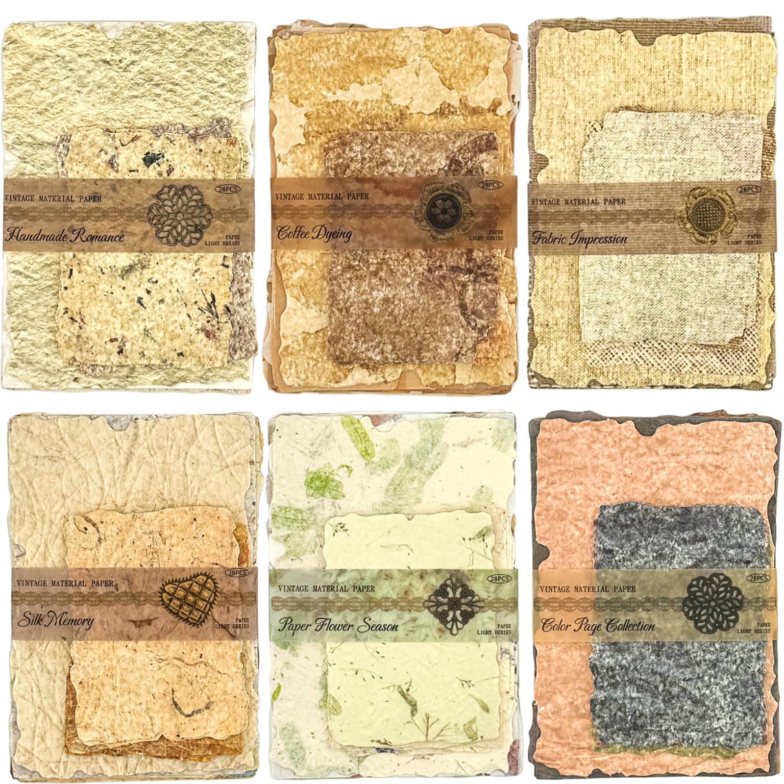 168Pcs Scrapbook Paper - 6 pack Embossed Textured&Printing Craft Paper Assorted Special Cards Mix for Scrapbooking Junk Journal Journaling Supplies DIY Materials (Textured paper mix)