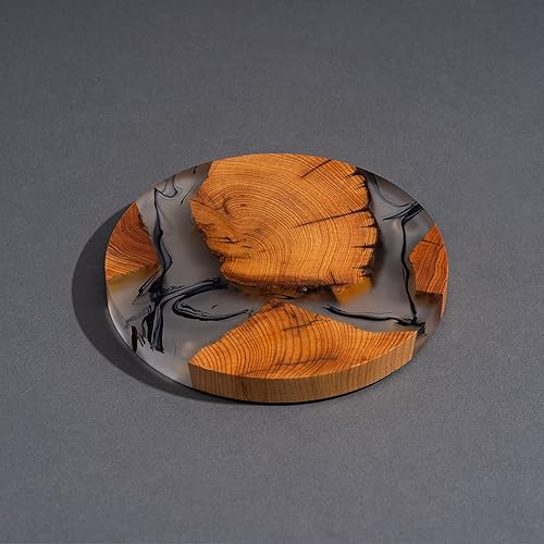 Miniatura 2 de Juego de posavasos absorbentes de madera, posavasos de resina epoxi para mesa de café, decoración de protección de mesa, juego de 6 con soporte