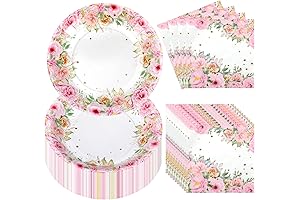 Umigy 100 Disposable Flower Paper Plate Napkins Party Tableware