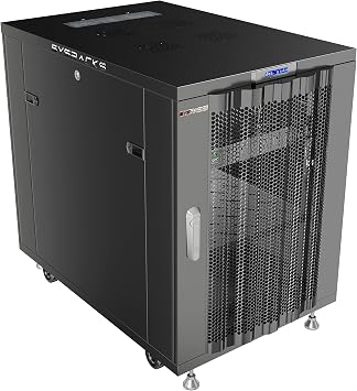 Network Rack Cabinet 18U 19" Telecom & Server Enclosure, 32" Deep Floor Standing Network Cabinet with Mesh Door, 4 Cooling Fans, LCD Thermostat, PDU & Shelf
