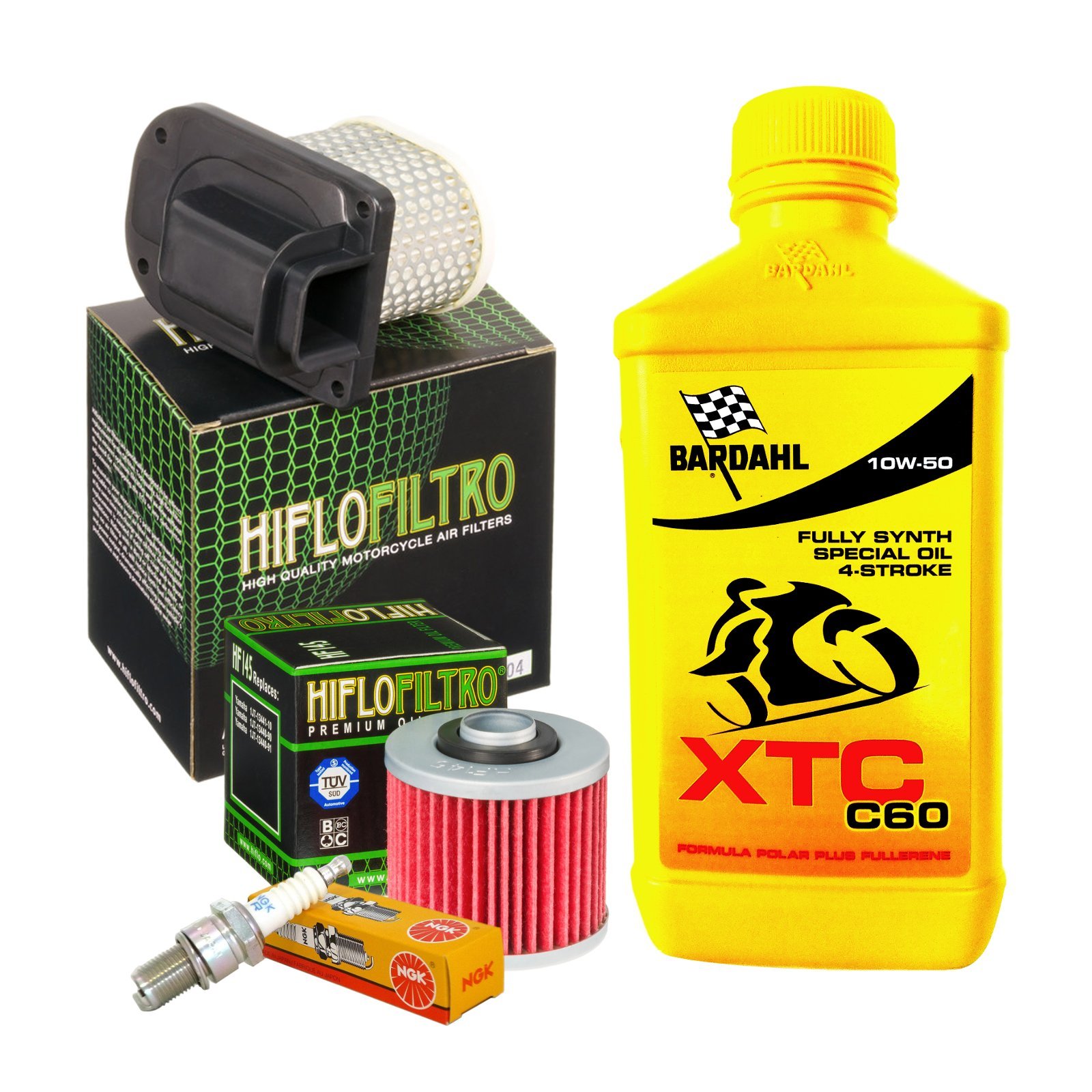 Kit de mantenimiento Bardahl XTC 10W50 con filtro de aceite y aire y bujías XTZ 750 Super Tenere