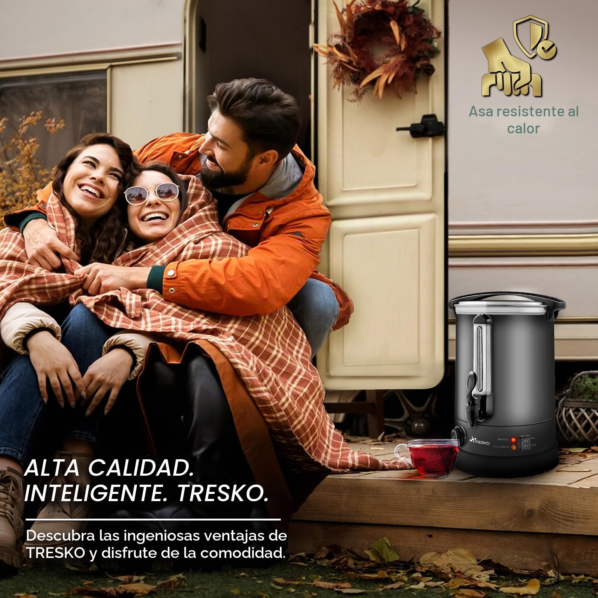 TRESKO Hervidor de vino caliente 30 l/2500 W acero inoxidable - Hervidor de vino caliente - Dispensador de agua caliente