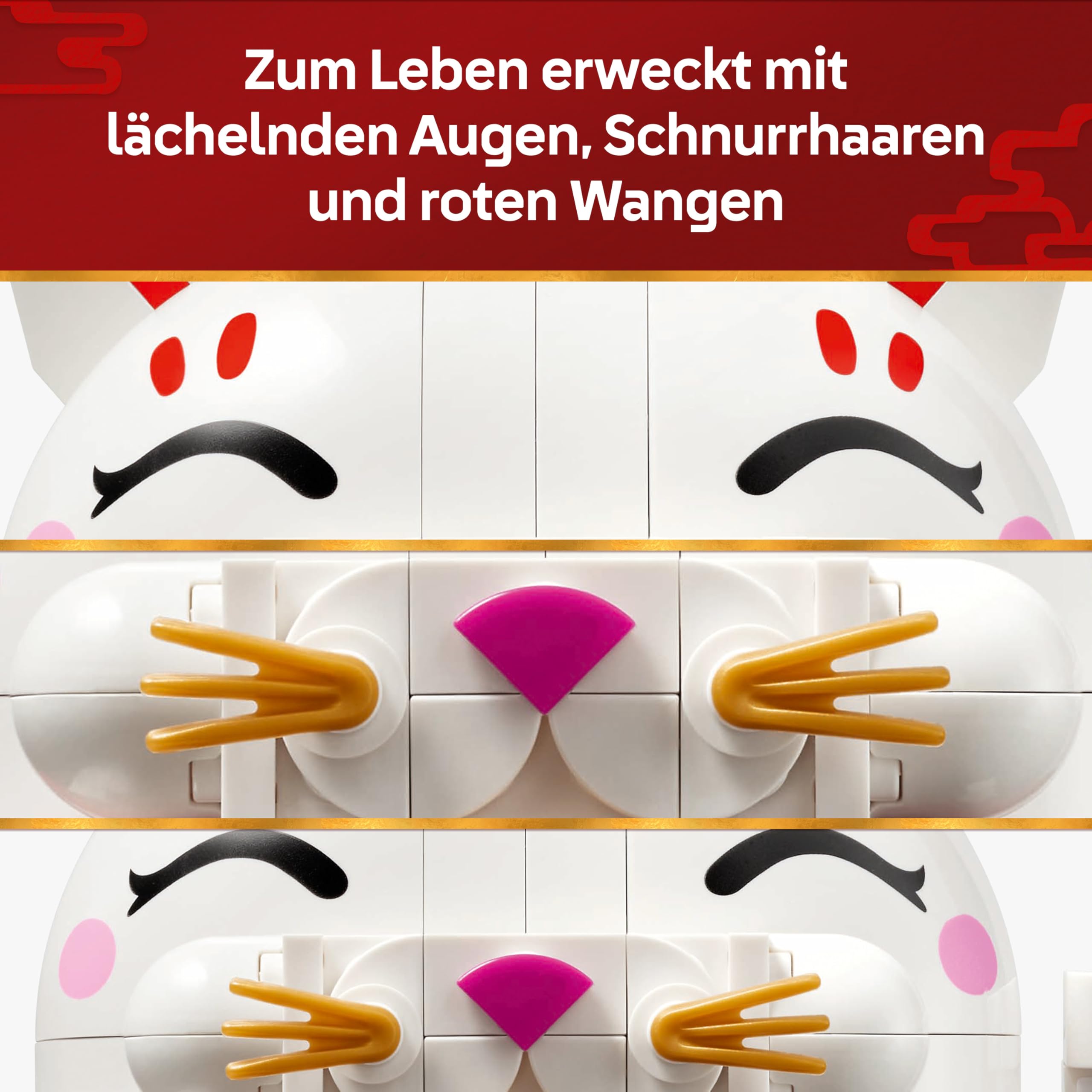 LEGO Glückskatze - Bauset für Erwachsene - Modellbau mit Tierfigur mit winkender Pfote sowie Goldmünze - Katzenfigur zum Bauen - DIY Deko Set - Kreatives Geschenk für Kinder & Erwachsene - 40813