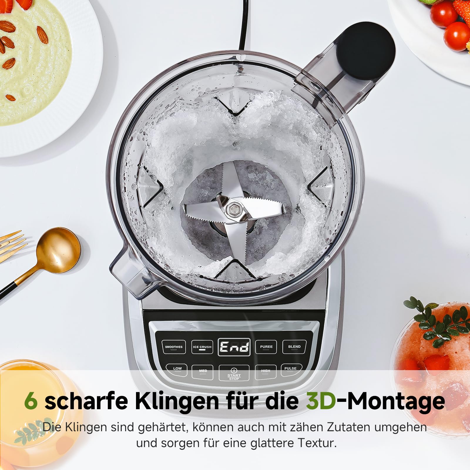 AMZCHEF 2-IN-1 Standmixer mit Zwei Mischbehälter - Blender mixer Hochleistungsmixer 1800 Watt - 1,85 Liter&600ML mixer Smoothie Maker mit 6 Klingen - Tragbarer 600ml Bullet Mixer mit Deckel - Grau