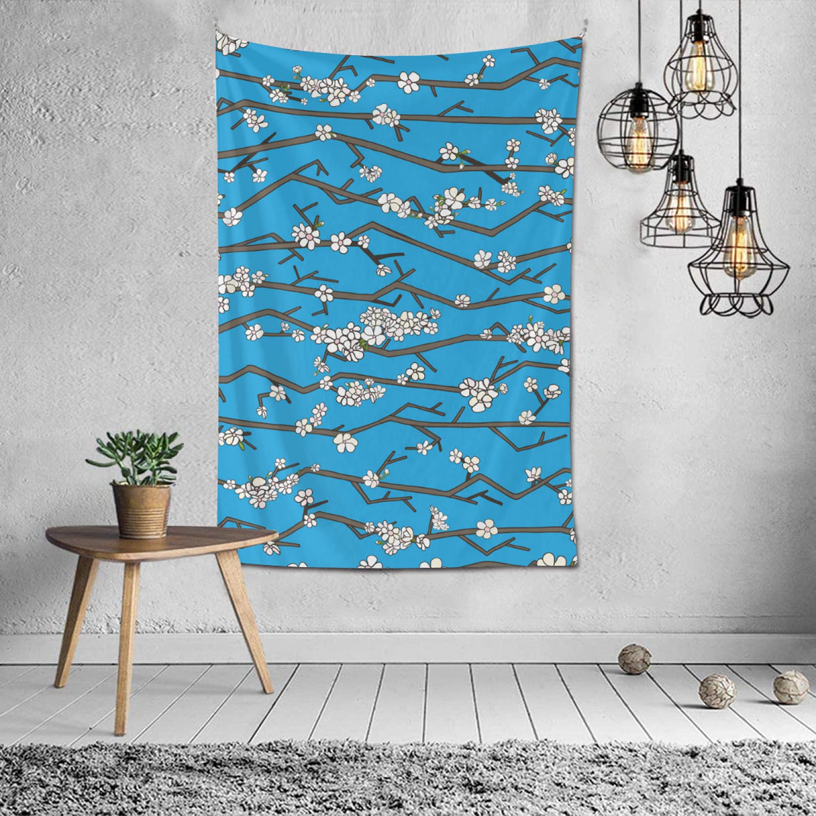 BELECO Tapisserie Paysage Cascade Forêt Montagnard Lac Fleurs Paysage Naturel Fond Photo Tapisserie Pour Chambre à Coucher Salon Dortoir Décoration 152,4 X 101,6 Cm