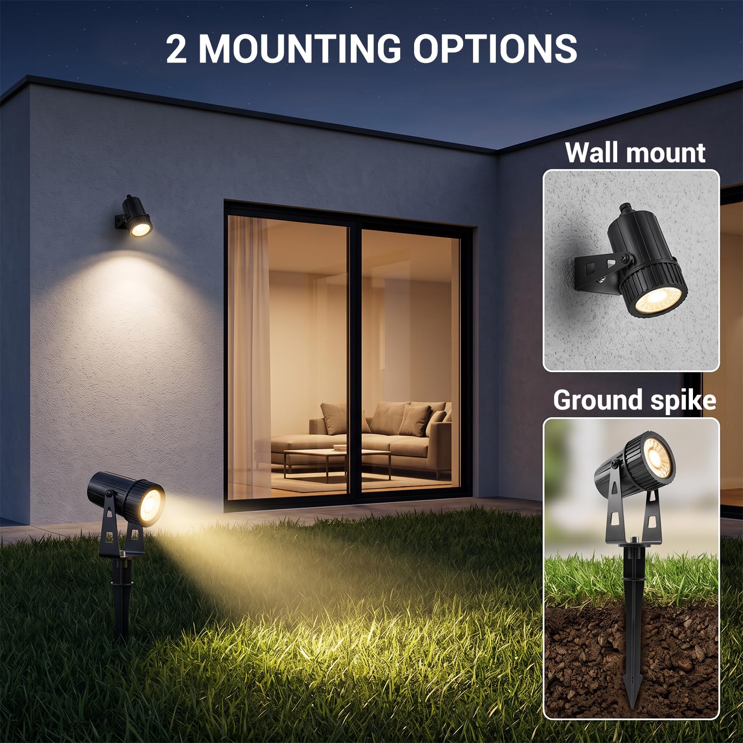 6 focos de jardín LED de luz de jardín, blanco cálido, foco led exterior con clavija de tierra, iluminacion para exterior, árbol de césped, 24V 20W IP65